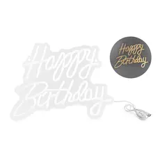 LED Neon bord - Happy Birthday Wit (40x29,5cm)