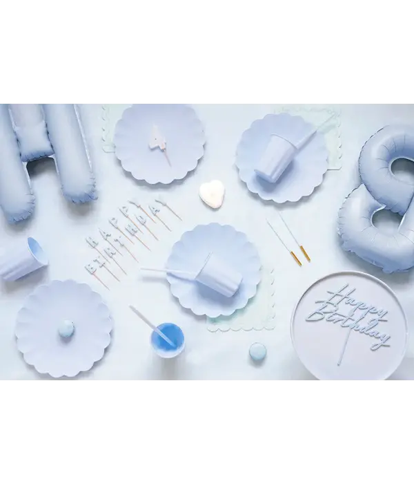 Plastic Rietjes Lichtblauw Herbruikbaar 23cm (12st)