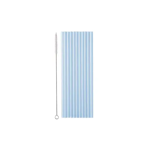 Plastic Rietjes Lichtblauw Herbruikbaar 23cm (12st)