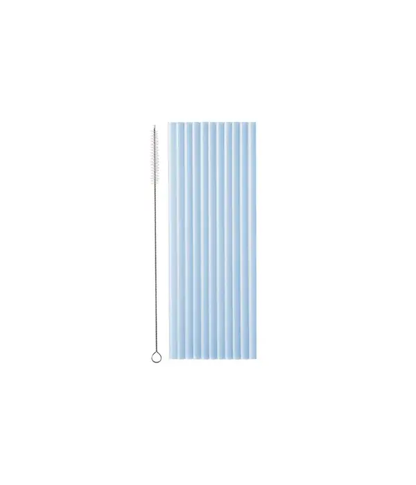 Plastic Rietjes Lichtblauw Herbruikbaar 23cm (12st)