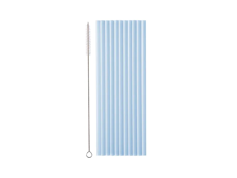 Plastic Rietjes Lichtblauw Herbruikbaar 23cm (12st) afbeelding