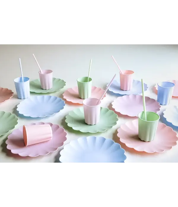 Plastic Rietjes Roze Herbruikbaar 23cm (12st)