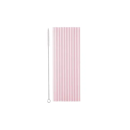 Plastic Rietjes Roze Herbruikbaar 23cm (12st)