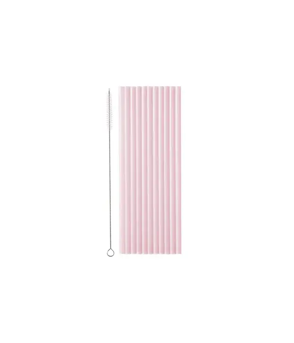 Plastic Rietjes Roze Herbruikbaar 23cm (12st)