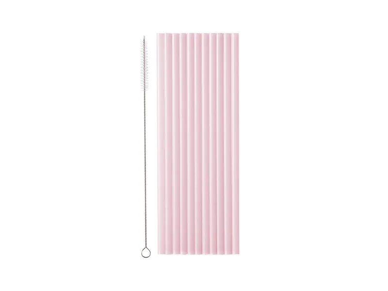Plastic Rietjes Roze Herbruikbaar 23cm (12st) afbeelding