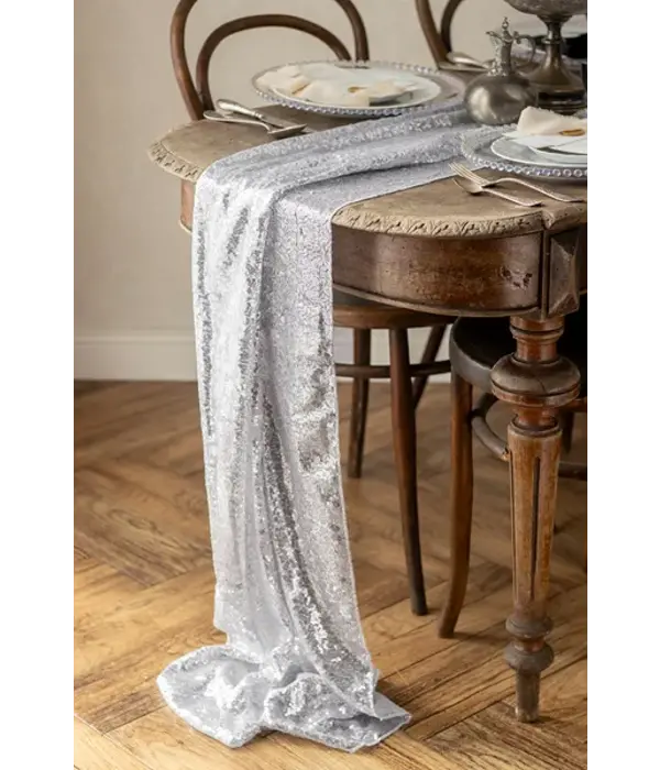 Tafelloper Zilver Pailletten (5m)