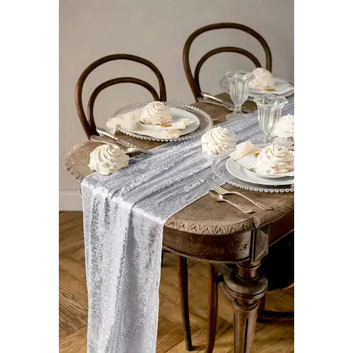 Tafelloper Zilver Pailletten (5m)