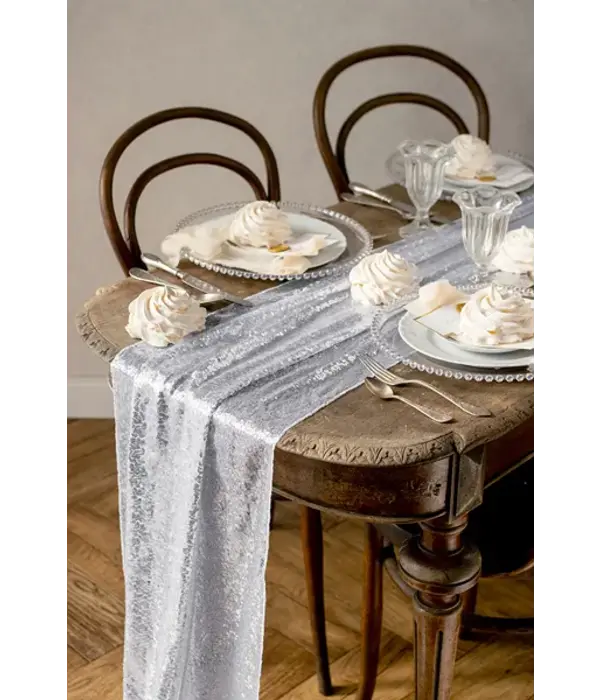 Tafelloper Zilver Pailletten (5m)