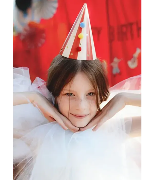 Party Hoedjes Met Pompons 16cm (6st)