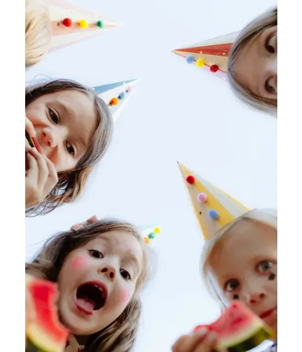 Party Hoedjes Met Pompons 16cm (6st)