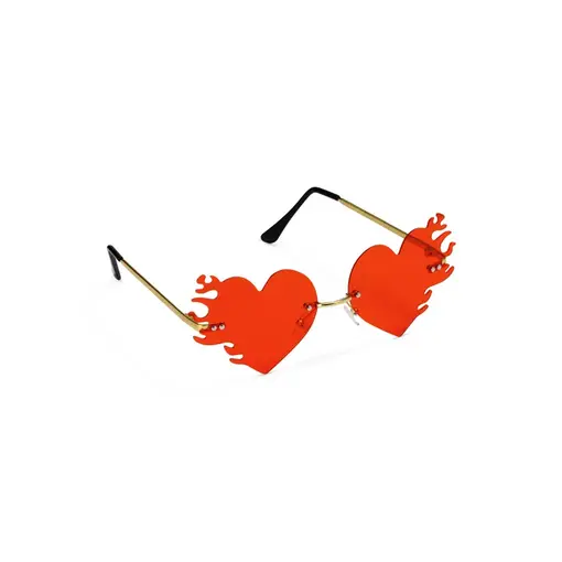 Rode Hartvormige Bril Met Vlammen