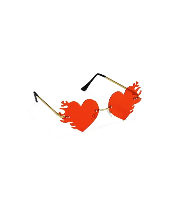 Rode Hartvormige Bril Met Vlammen