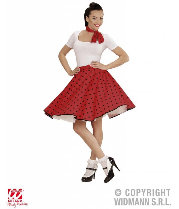 Rock and Roll rok met sjaaltje rood/zwart