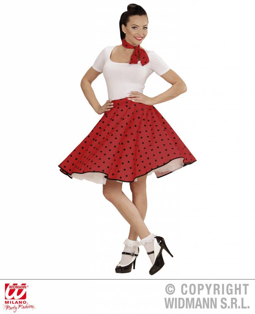 Rock and Roll rok met sjaaltje rood/zwart afbeelding