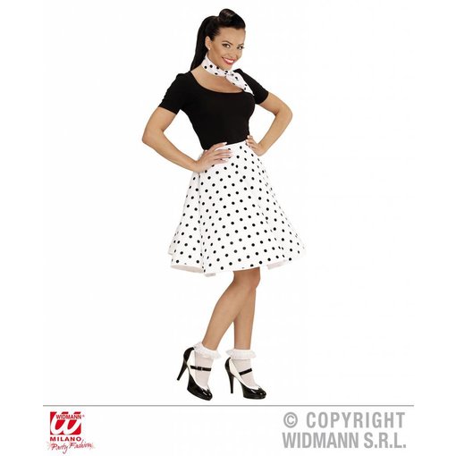 Rock and Roll rok met sjaaltje wit/zwart