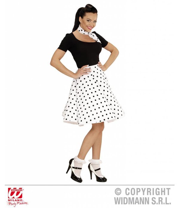 Rock and Roll rok met sjaaltje wit/zwart