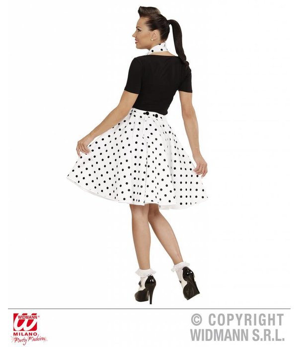 Rock and Roll rok met sjaaltje wit/zwart