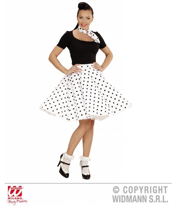 Rock and Roll rok met sjaaltje wit/zwart