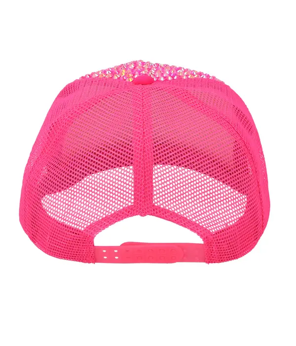 Neon Roze Dollar Pet met Strass