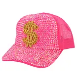 Neon Roze Dollar Pet met Strass