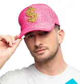 Neon Roze Dollar Pet met Strass