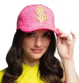 Neon Roze Dollar Pet met Strass