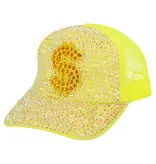 Neon Gele Dollar Pet met Strass