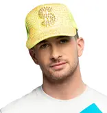 Neon Gele Dollar Pet met Strass