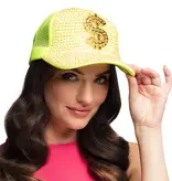 Neon Gele Dollar Pet met Strass