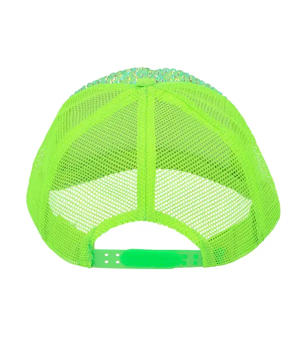 Neon Groene Dollar Pet met Strass