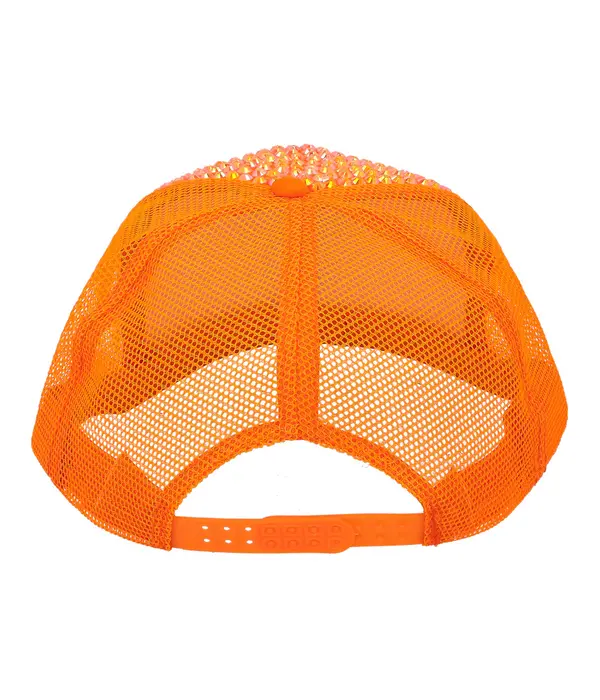 Neon Oranje Dollar Pet met Strass