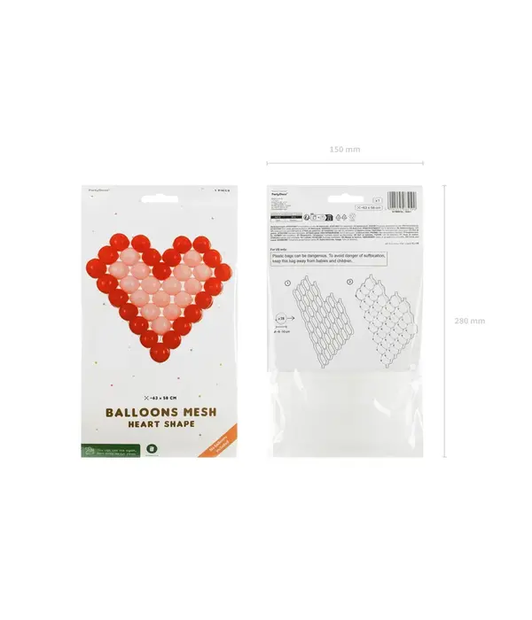 Witte Hartvormig Ballon Frame (63x58cm)