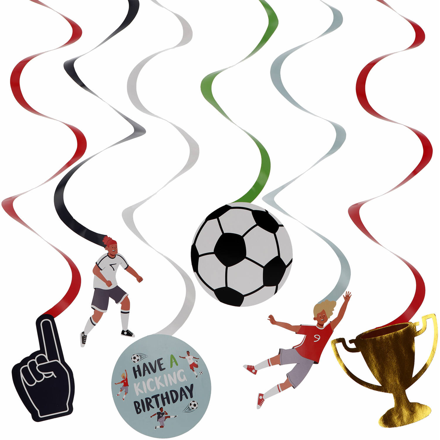 Fantastic Voetbal Swirl Hangdecoratie Birthday (6st) afbeelding