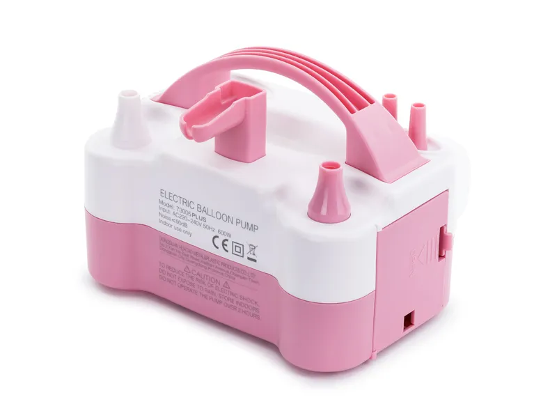 Elektrische Ballonpomp Roze met twee uitgangen afbeelding