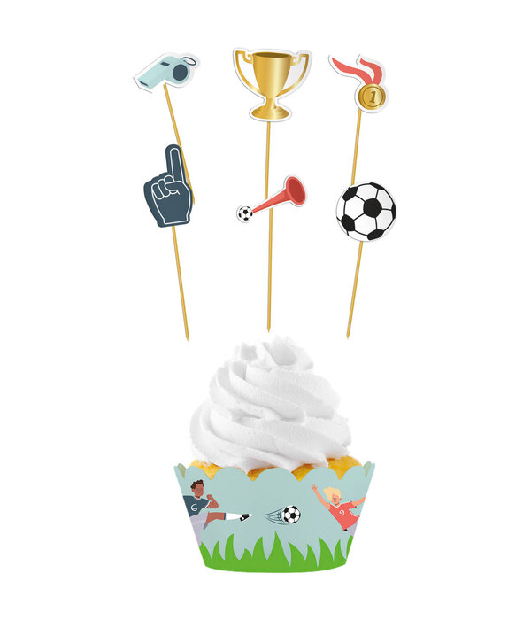 Fantastic Voetbal Cupcake Decoratie Set (6st)