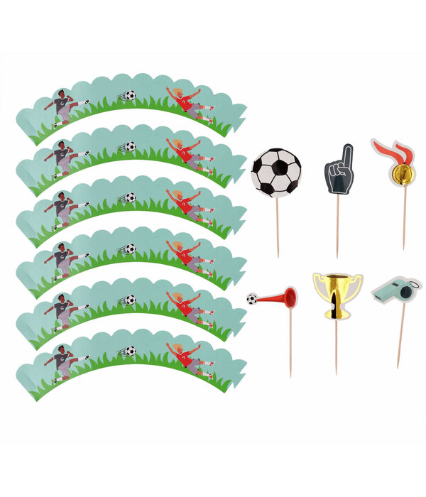 Fantastic Voetbal Cupcake Decoratie Set (6st)