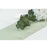 Saliegroene Wafelkatoenen Tafelloper (3m)