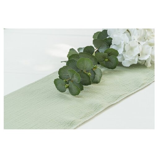 Saliegroene Wafelkatoenen Tafelloper (3m)