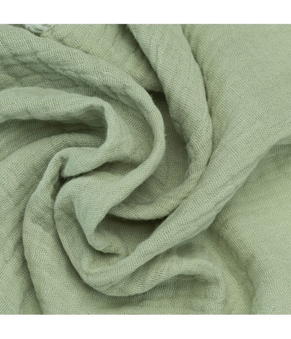 Saliegroene Wafelkatoenen Tafelloper (3m)