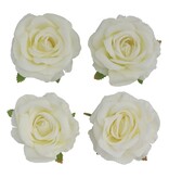 4 Witte Ivoor Rozen Koppen (11x6cm)