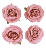 4 Oud Roze Ivoor Rozen Koppen (11x6cm)