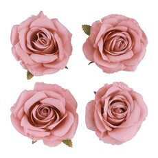 4 Oud Roze Ivoor Rozen Koppen (11x6cm)