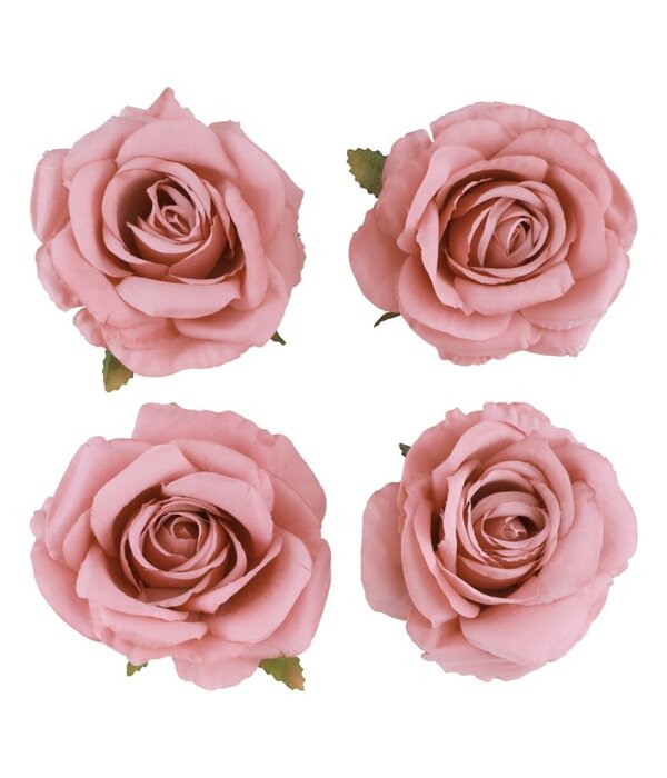 4 Oud Roze Ivoor Rozen Koppen (11x6cm)