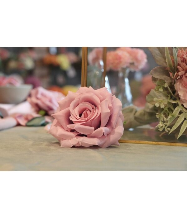 4 Oud Roze Ivoor Rozen Koppen (11x6cm)