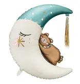 Folieballon Teddybeer Op Maan Blauw (80x98cm)