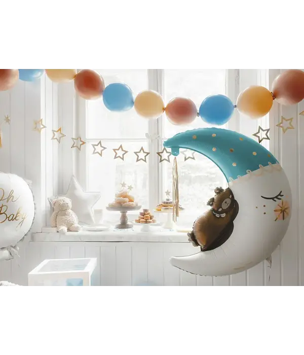 Folieballon Teddybeer Op Maan Blauw (80x98cm)