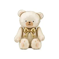 Staande Folieballon Teddybeer Creme Goud (75x84cm)