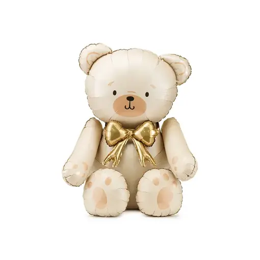 Staande Folieballon Teddybeer Creme Goud (75x84cm)