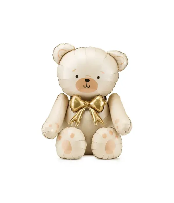 Staande Folieballon Teddybeer Creme Goud (75x84cm)