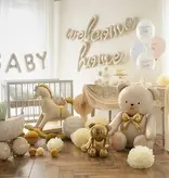Staande Folieballon Teddybeer Creme Goud (75x84cm)